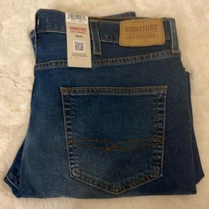 NWT Signature 38x30 Levi Strauss Denim Blue Jeans Slim Super Flex Moves W/You